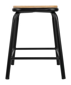 Bolero Cantina Low Stools with Wooden Seat Pad Black Pack of 4 (DE481)