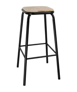 Bolero Cantina High Stools with Wooden Seat Pad Black Pack of 4 (DE482)