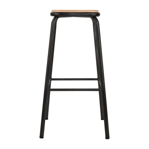 Bolero Cantina High Stools with Wooden Seat Pad Black Pack of 4 (DE482)