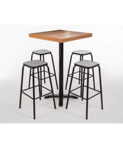 Bolero Cantina High Stools with Wooden Seat Pad Black Pack of 4 (DE482)