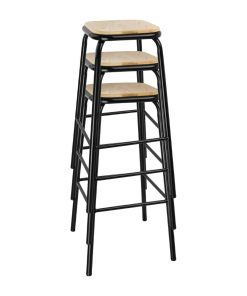 Bolero Cantina High Stools with Wooden Seat Pad Black Pack of 4 (DE482)