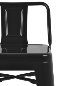 Bolero Bistro Steel High Stool with Backrest Black Pack of 4 (DL882)