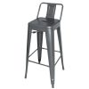 Bolero Bistro High Stool With Backrest Gun Metal Pack of 4 (DM935)