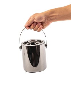Olympia Double Walled Ice Bucket with Lid 1Ltr Gunmetal (DR742)