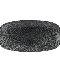 Churchill Studio Prints Agano Oblong Chefs Plates Black 355 x 189mm Pack of 6 (FC106)