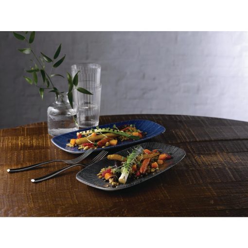 Churchill Studio Prints Agano Oblong Chefs Plates Black 355 x 189mm Pack of 6 (FC106)