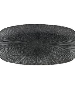 Churchill Studio Prints Agano Oblong Chefs Plates Black 298 x 153mm Pack of 12 (FC107)