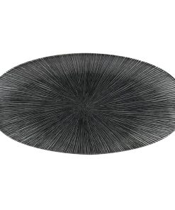 Churchill Studio Prints Agano Oval Chefs Plates Black 347 x 173mm Pack of 6 (FC108)