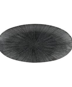 Churchill Studio Prints Agano Oval Chefs Plates Black 299 x 150mm Pack of 12 (FC109)