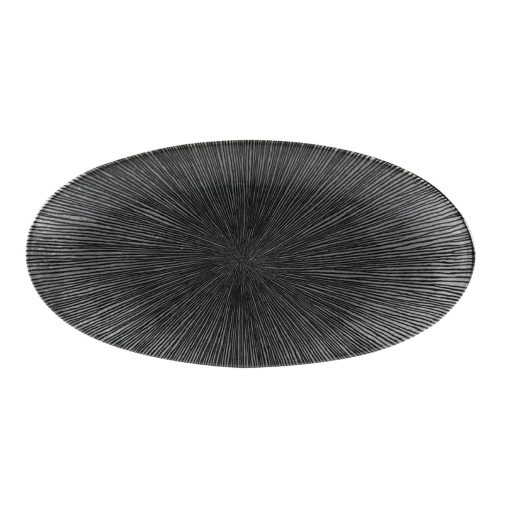 Churchill Studio Prints Agano Oval Chefs Plates Black 299 x 150mm Pack of 12 (FC109)