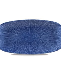 Churchill Studio Prints Agano Oblong Chefs Plates Blue 355 x 189mm Pack of 6 (FC110)