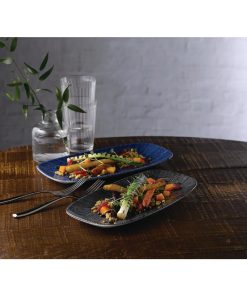 Churchill Studio Prints Agano Oblong Chefs Plates Blue 355 x 189mm Pack of 6 (FC110)