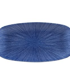 Churchill Studio Prints Agano Oblong Chefs Plates Blue 298 x 153mm Pack of 12 (FC111)