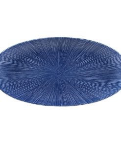 Churchill Studio Prints Agano Oval Chefs Plates Blue 347 x 173mm Pack of 6 (FC112)