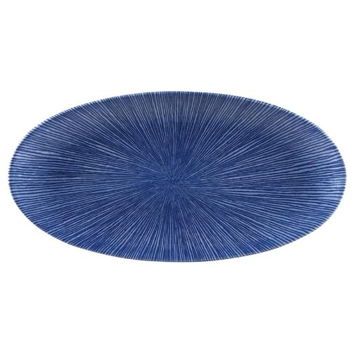 Churchill Studio Prints Agano Oval Chefs Plates Blue 347 x 173mm Pack of 6 (FC112)