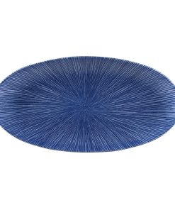 Churchill Studio Prints Agano Oval Chefs Plates Blue 299 x 150mm Pack of 12 (FC113)