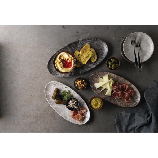 Churchill Studio Prints Stone Chefs Plates Quartz Black 299 x 150mm Pack of 12 (FC140)