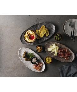 Churchill Studio Prints Stone Chefs Plates Quartz Black 347 x 173mm Pack of 6 (FC141)