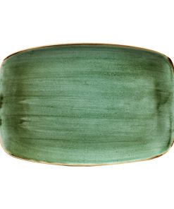 Churchill Stonecast No- 9 Oblong Chefs Plates 355 x 245mm Samphire Green Pack of 6 (FC152)