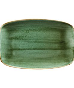 Churchill Stonecast No- 8 Oblong Chefs Plates 300 x 199mm Samphire Green Pack of 6 (FC153)