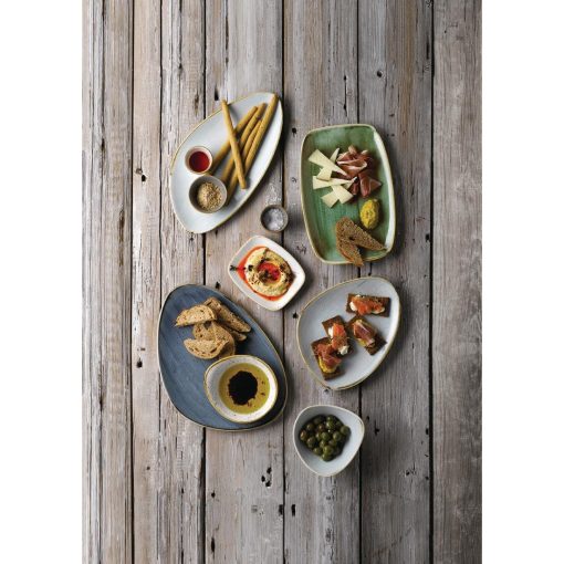 Churchill Stonecast No- 8 Oblong Chefs Plates 300 x 199mm Samphire Green Pack of 6 (FC153)