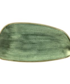 Churchill Stonecast Samphire Green Oval Chefs Plate 300mm Pack of 12 (FD847)