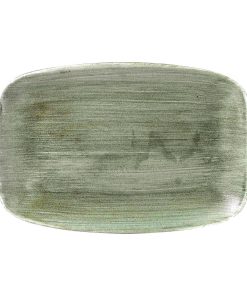 Churchill Stonecast Patina Oblong Plates Burnished Green 305x198mm Pack of 6 (FD865)