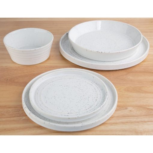 Olympia Cavolo White Speckle Flat Round Bowl - 143mm Box 6 (FD900)