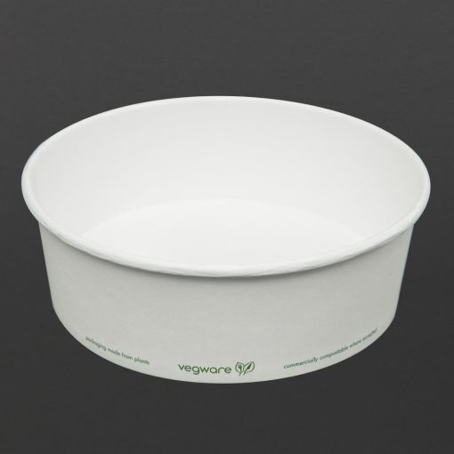 Vegware 185-Series Compostable Bon Appetit Wide PLA-lined Paper Food Bowls 32oz Pack of 300 (FS177)