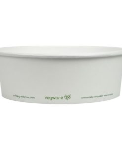 Vegware 185-Series Compostable Bon Appetit Wide PLA-lined Paper Food Bowls 32oz Pack of 300 (FS177)