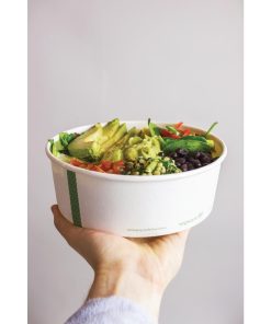 Vegware 185-Series Compostable Bon Appetit Wide PLA-lined Paper Food Bowls 32oz Pack of 300 (FS177)