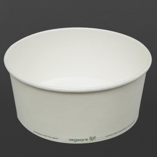 Vegware 185-Series Compostable Bon Appetit Wide PLA-lined Paper Food Bowls 48oz Pack of 300 (FS178)