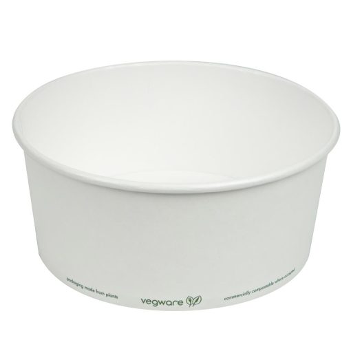 Vegware 185-Series Compostable Bon Appetit Wide PLA-lined Paper Food Bowls 48oz Pack of 300 (FS178)