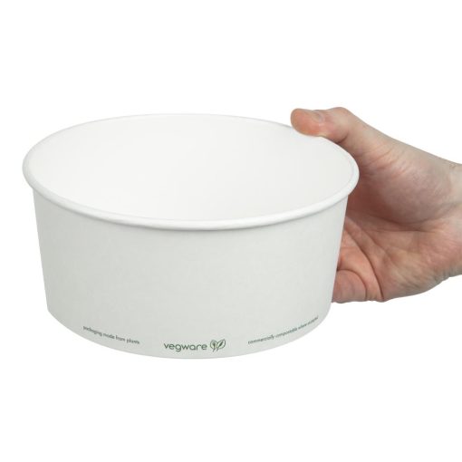 Vegware 185-Series Compostable Bon Appetit Wide PLA-lined Paper Food Bowls 48oz Pack of 300 (FS178)