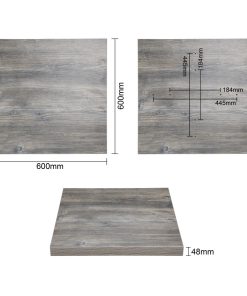 Bolero Pre-Drilled Square Melamine Table Top Ash Grey 600mm (FT290)