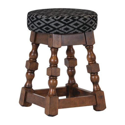 Classic Rubber Wood Low Bar Stool with Black Diamond Seat Pack of 2 (FT405)