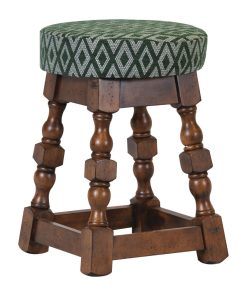 Classic Rubber Wood Low Bar Stool with Green Diamond Seat Pack of 2 (FT407)