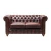 Chesterfield Leather Two-Seater Sofa Antique Red (FT438)