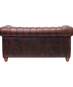 Chesterfield Leather Two-Seater Sofa Antique Red (FT438)