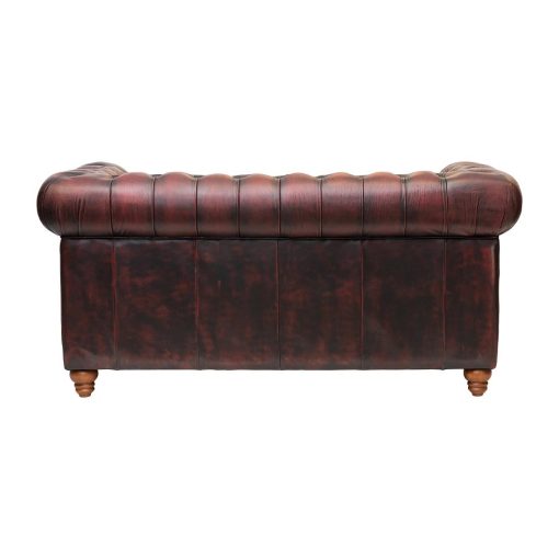 Chesterfield Leather Two-Seater Sofa Antique Red (FT438)