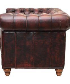 Chesterfield Leather Two-Seater Sofa Antique Red (FT438)