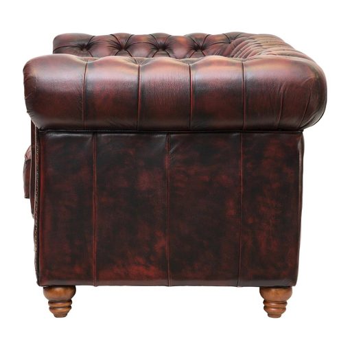 Chesterfield Leather Two-Seater Sofa Antique Red (FT438)