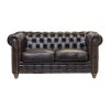 Chesterfield Leather Two-Seater Sofa Antique Brown (FT439)