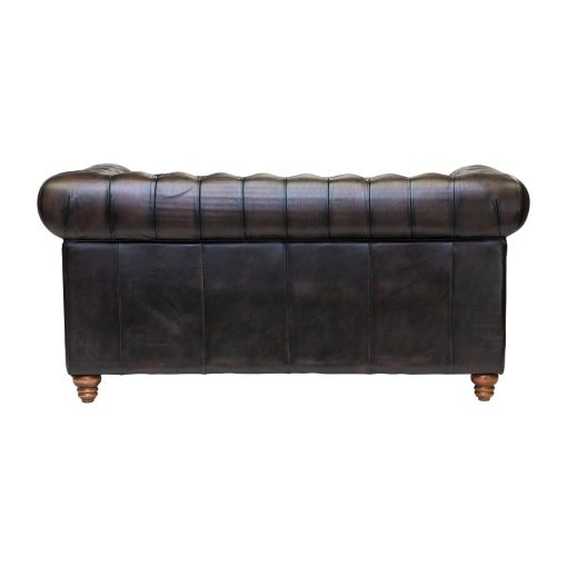 Chesterfield Leather Two-Seater Sofa Antique Brown (FT439)