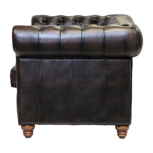 Chesterfield Leather Two-Seater Sofa Antique Brown (FT439)