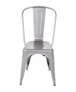 Bolero Bistro Steel Side Chairs Gun Metal Grey Pack of 4 (GL329)