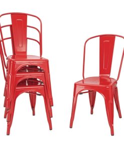 Bolero Bistro Steel Side Chair Red Pack of 4 (GL330)