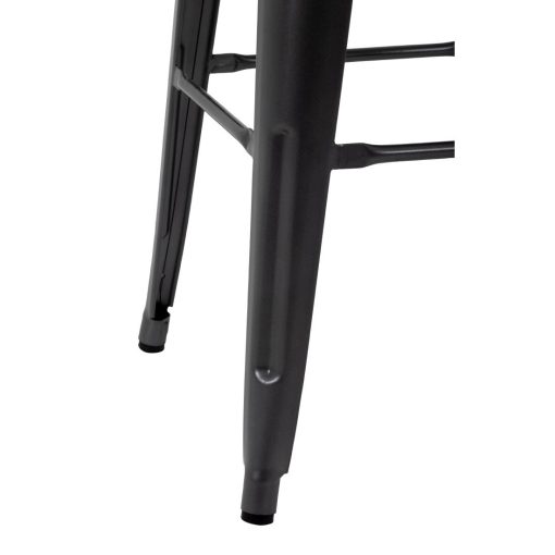 Bolero Bistro High Stools with Wooden Seat Pad Gun Metal Pack of 4 (GM639)