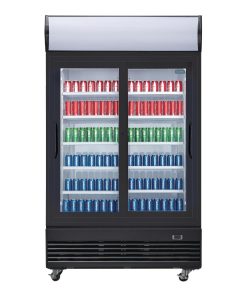 Polar G-Series Upright Sliding Door Display Cooler with Light Box 950Ltr Black (GM814)
