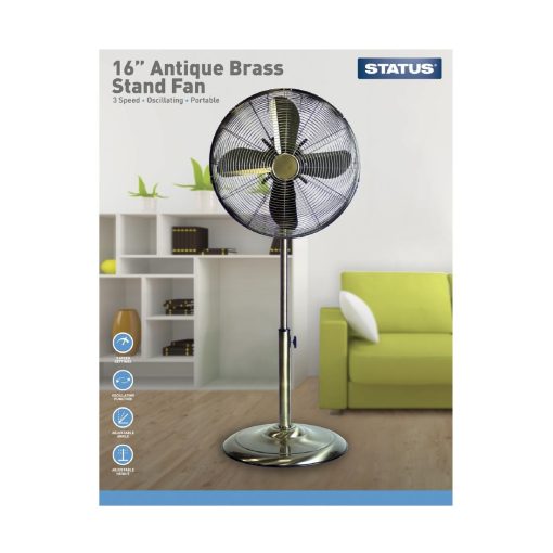 Status 16 Oscillating Antique Brass Stand Fan (GR390)